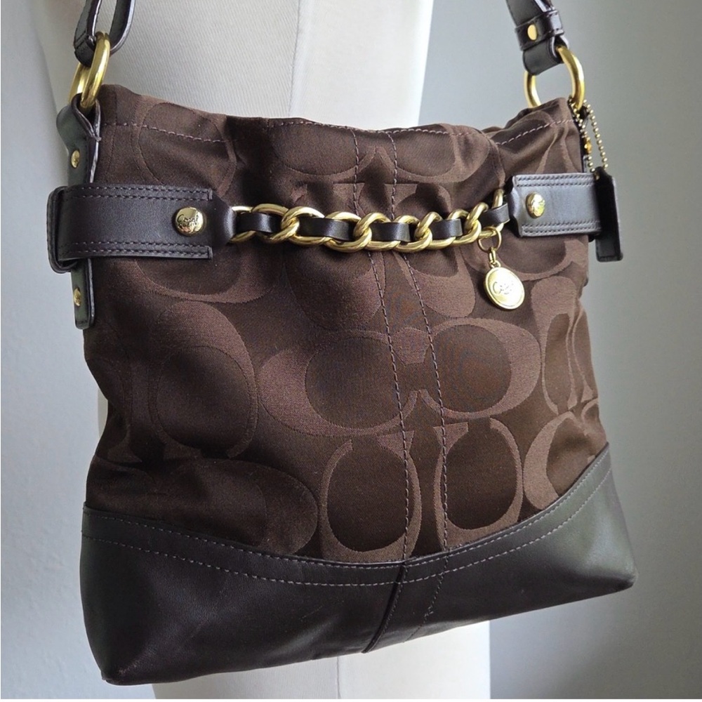 COACH Mahogany Signature Satin Chain Convertible Shoulder Bag 2011.